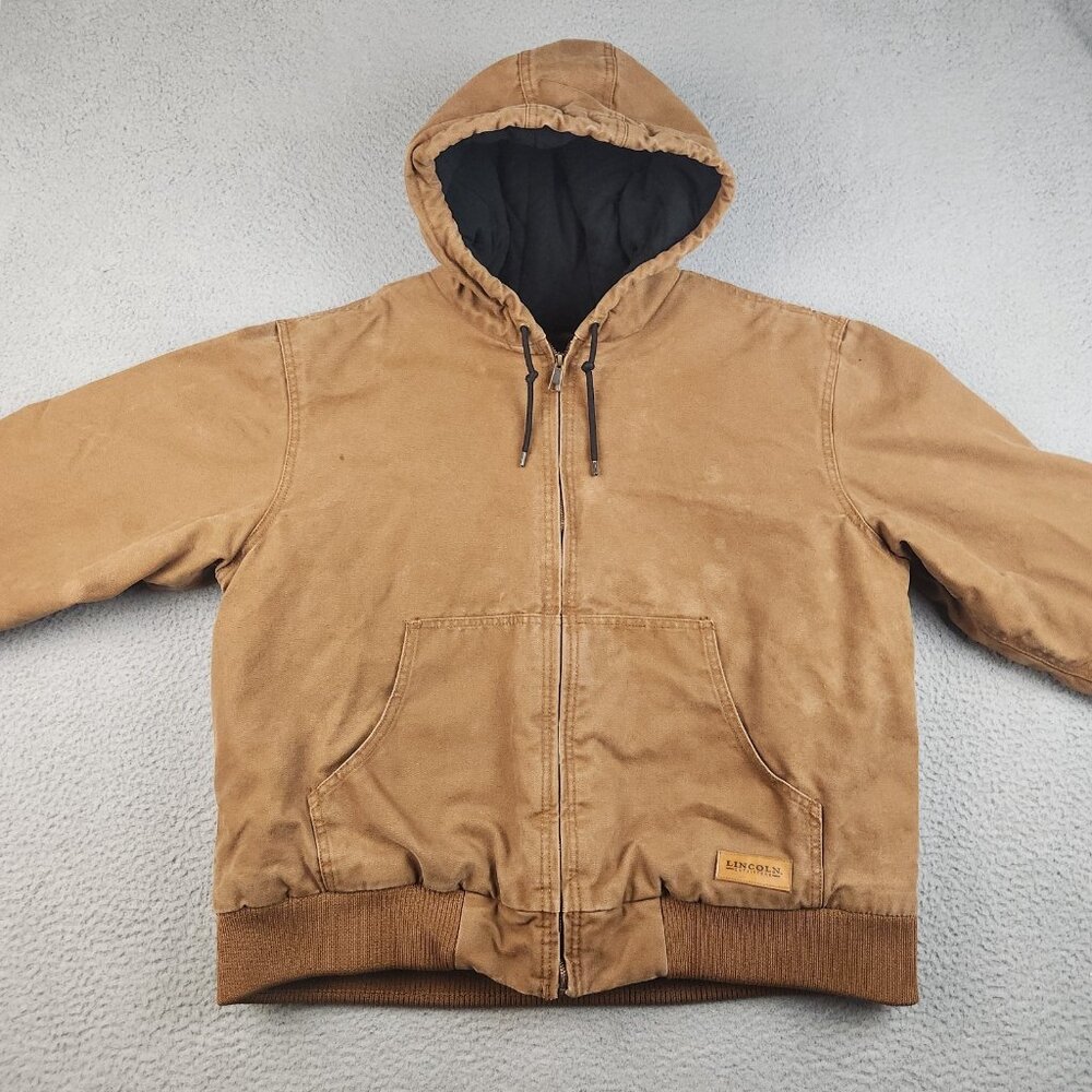 Canvas Active Workwear Hooded Jacket Mens Extra Large Quilted Distress Bomber - Picture 7 of 16